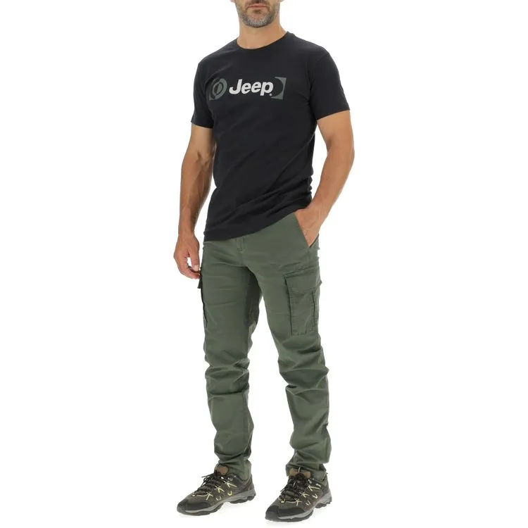 JEEP Herren Cargohose O102594KA - Khakifarbene Cargohose mit Seitentaschen GR. 54