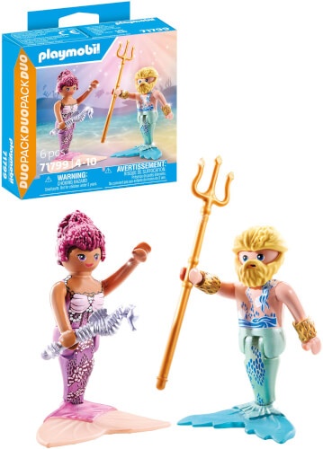 PLAYMOBIL 71799 DuoPack: Meerjungfrau und Meermann mit Zepter & Dreizack Figur, Person, Puppe, Spielzeug