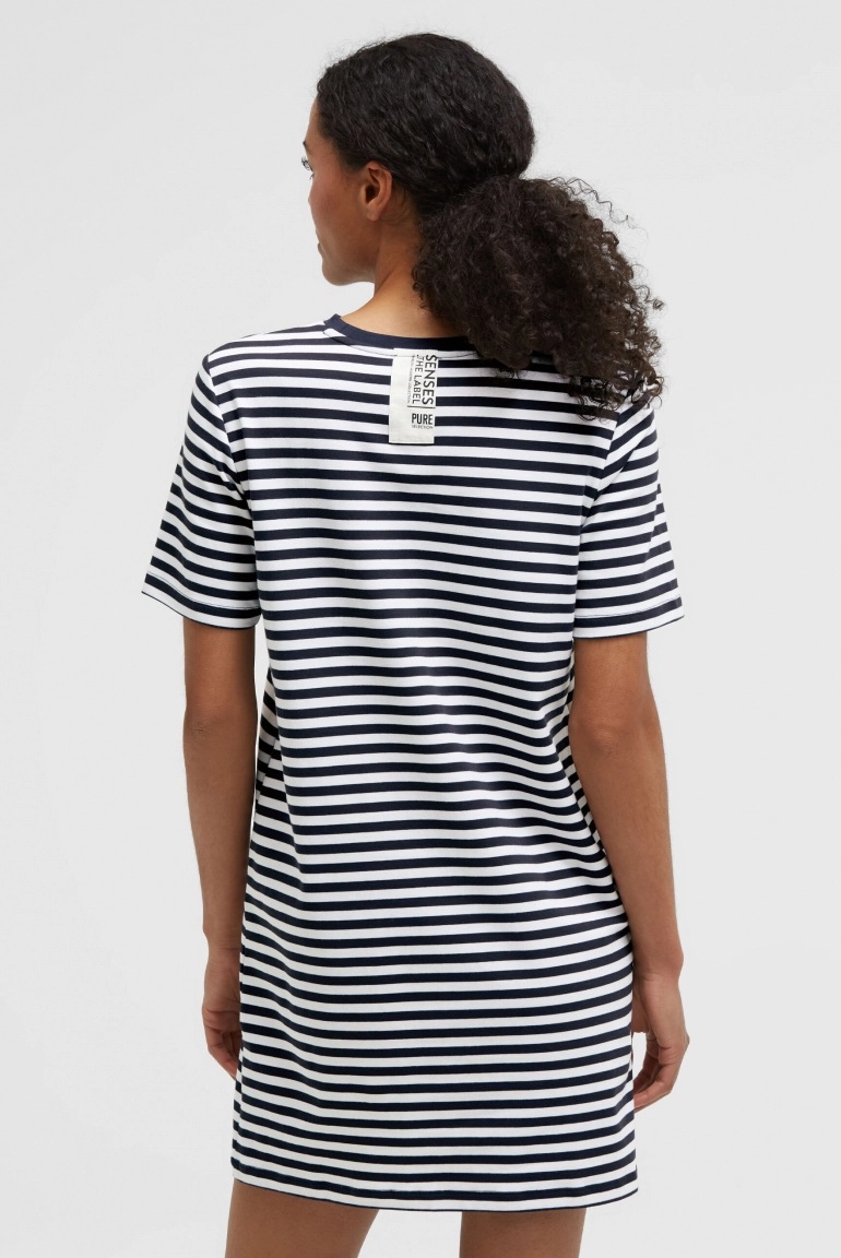 SENSES Gestreiftes T-Shirt-Kleid FE:NO night navy / opticwhite