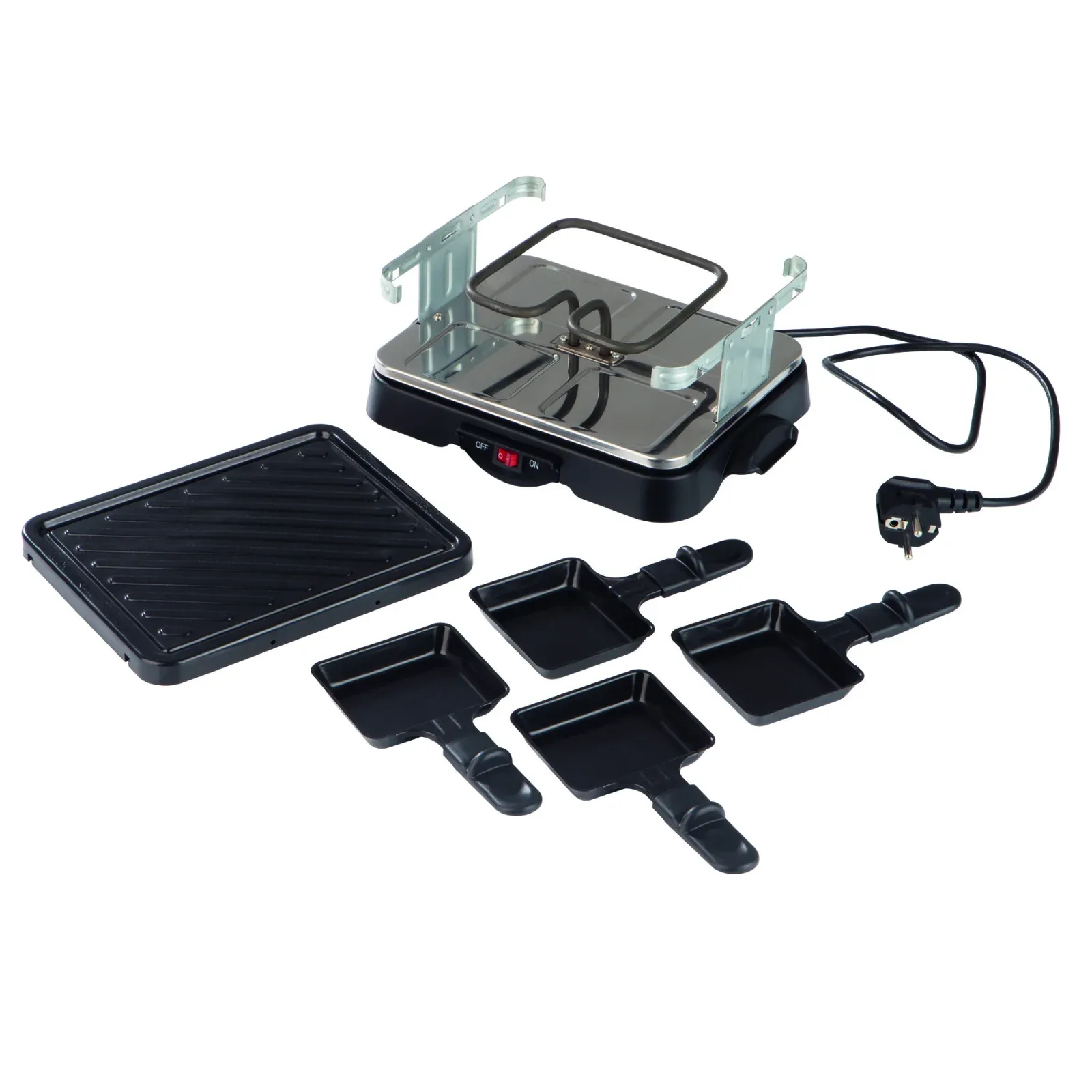 CUISINE EDITION Raclette-Grill für 4 Personen – Tischgrill mit Antihaftbeschichtung in Schwarz CUISINE EDITION Raclette-Grill für 4 Personen – Tischgrill mit Antihaftbeschichtung in Schwarz