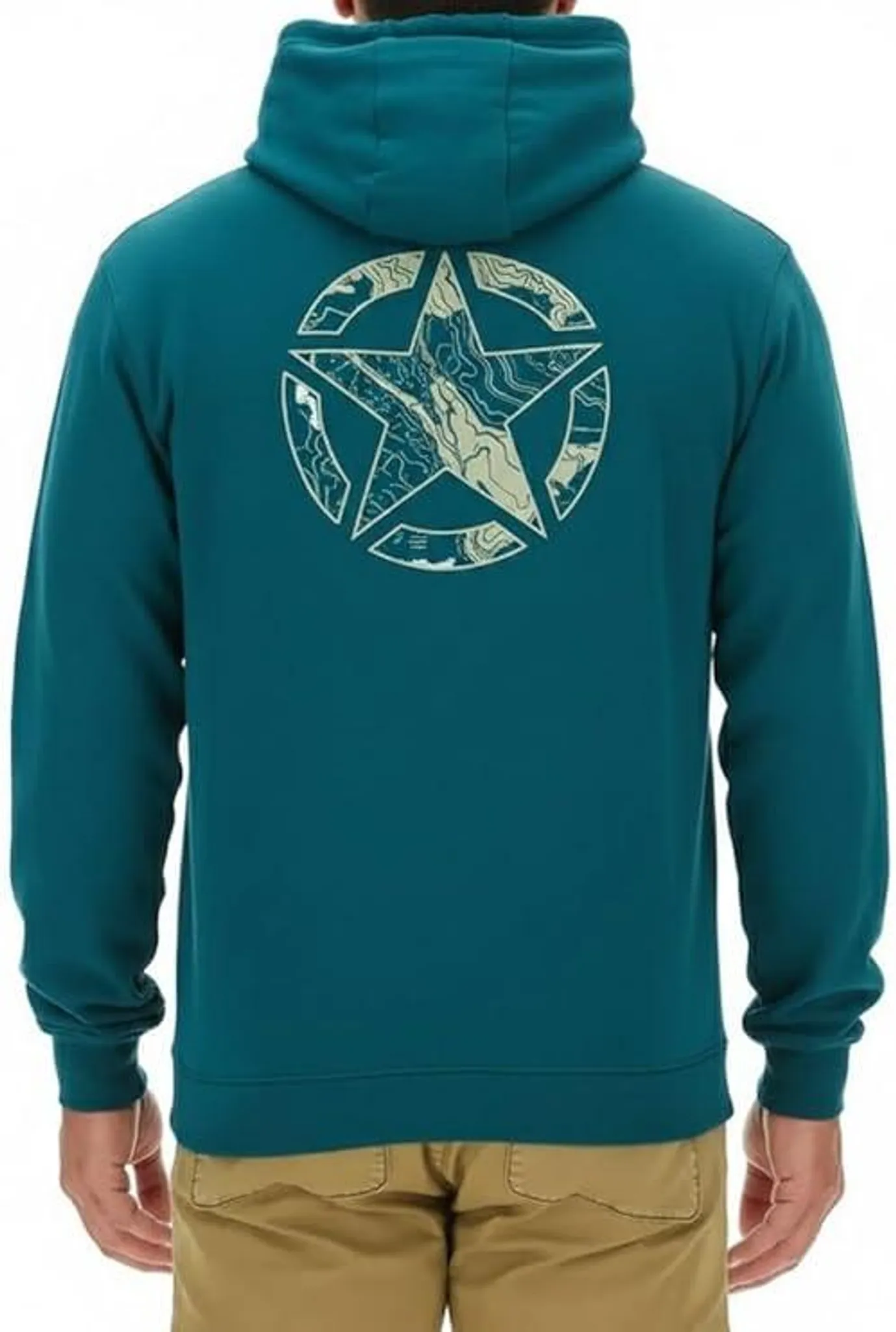 JEEP Herren Kapuzenjacke O103180TK - Türkise Sweatjacke mit Jeep-Star-Print und Reißverschluss GR. XXL