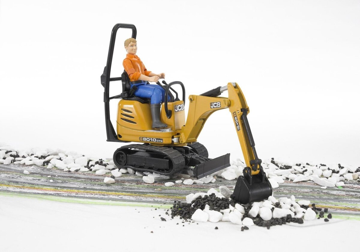 BRUDER 62002 - JCB Mikrobagger 8010 CTS und Bauarbeiter Maschine, Person, Bulldozer