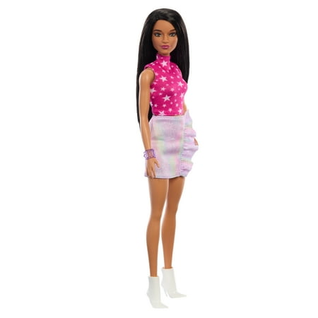 Barbie® Fashionistas-Puppe - 65th Anniversary, inspiriert von 1986, pinkfarbenes Oberteil mit Sternenmuster