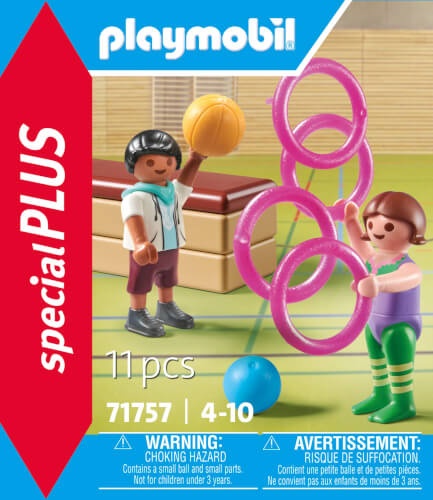 PLAYMOBIL 71757 - Special Plus: Kinderturnen mit Turngeräten & Figuren Werbung, Plakat, Basketball (Ball), Person, Schuh