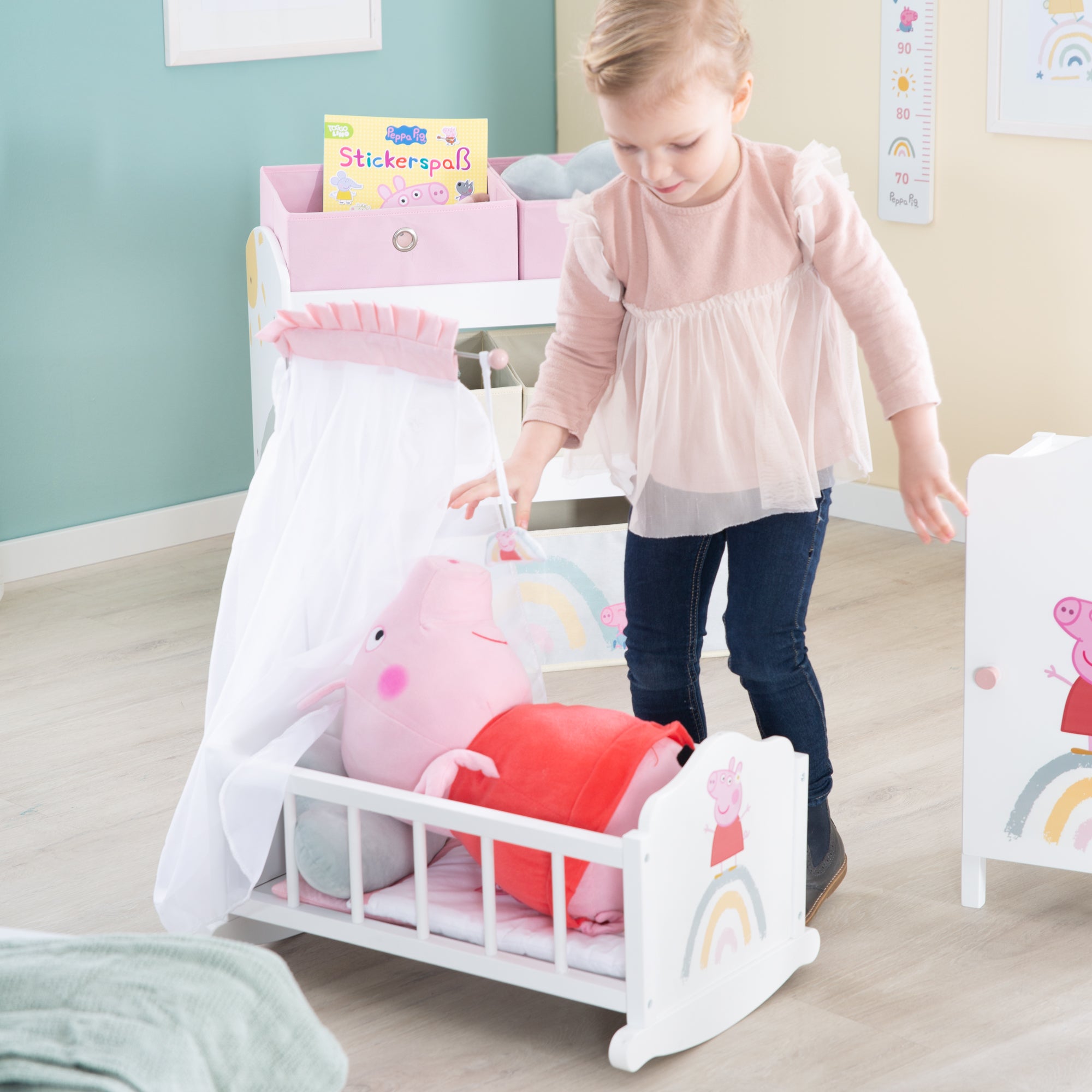 Roba 490035PP1 Puppenwiege Peppa Pig weiß – Puppenmöbel & Häuser - Bild 2 Roba 490035PP1 Puppenwiege Peppa Pig weiß – Puppenmöbel & Häuser - Produktbild 2