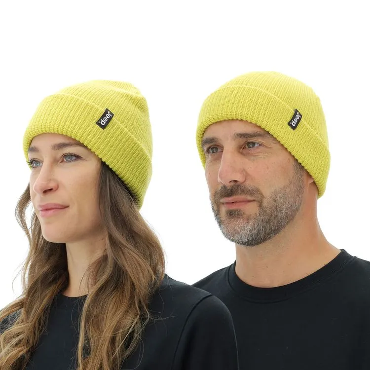 JEEP Unisex Mütze O102913YE - Gelbe Rippstrickmütze mit Bündchen und Jeep-Label GR. Gelb JEEP Unisex Mütze O102913YE - Gelbe Rippstrickmütze mit Bündchen und Jeep-Label GR. Gelb