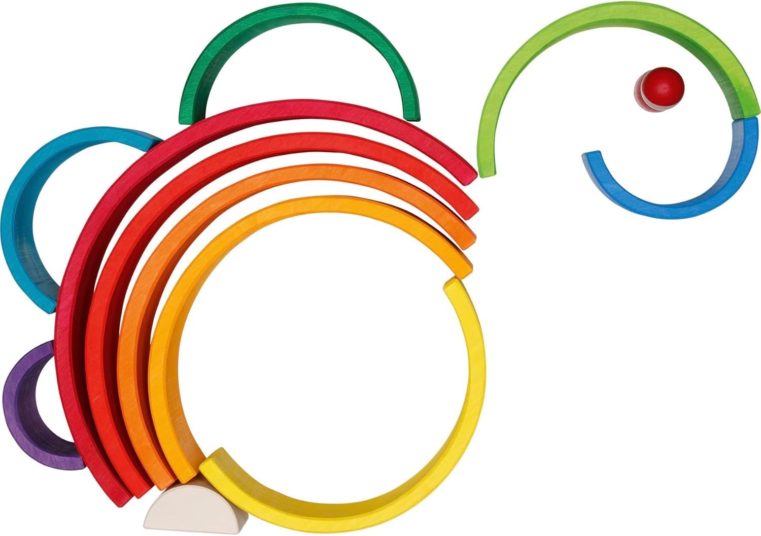 GOKI 58478 Regenbogen - Stapelspiel aus Ahornholz. goki evolution Reifen, Spielzeug, Band