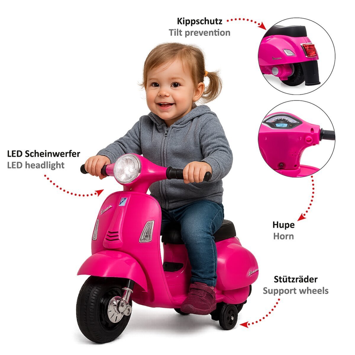 JAMARA Ride-on Vespa Mini pink Li-Power 8.4 ab 18 Monaten JAMARA Ride-on Vespa Mini pink Li-Power 8.4 ab 18 Monaten
