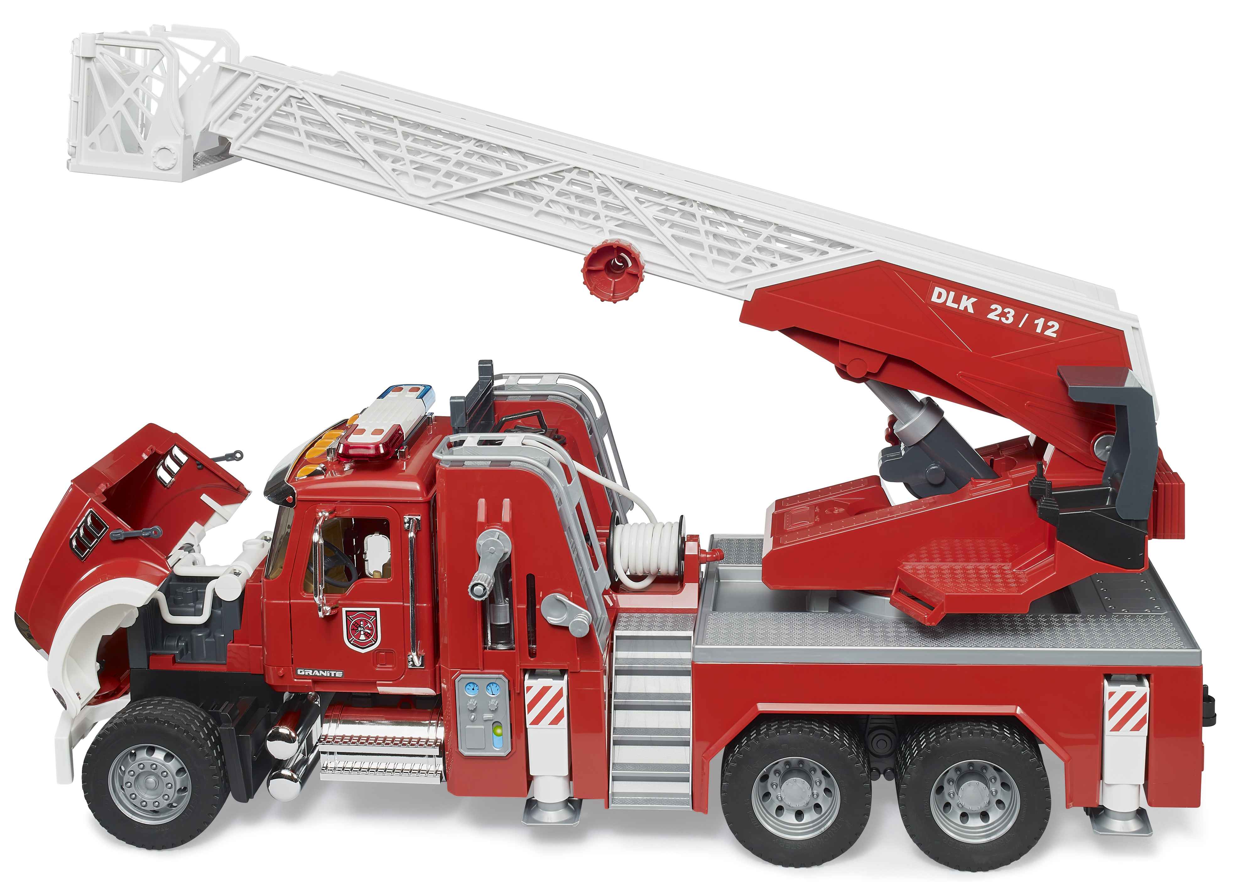 BRUDER 02821 - MACK Granite Feuerwehrleiterwagen mit Pumpe - Bild 7 BRUDER 02821 - MACK Granite Feuerwehrleiterwagen mit Pumpe - Bild 7
