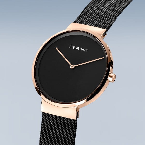 Bering 14539-166 Unisex Uhr, Milanaise, Schwarz/Rose Bering 14539-166 Unisex Uhr, Milanaise, Schwarz/Rose
