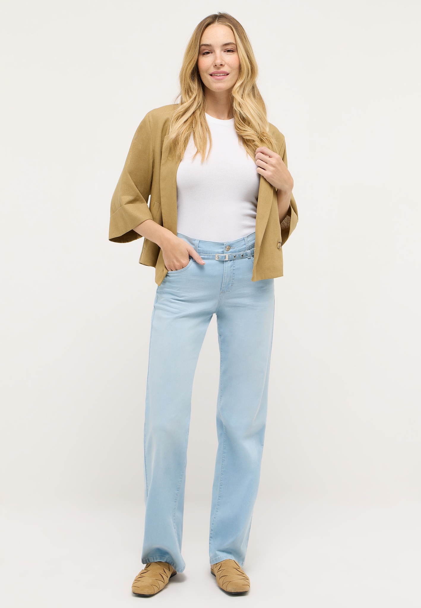 ANGELS 332256530 Damen Jeans Liz City Wide Leg - Hellblau