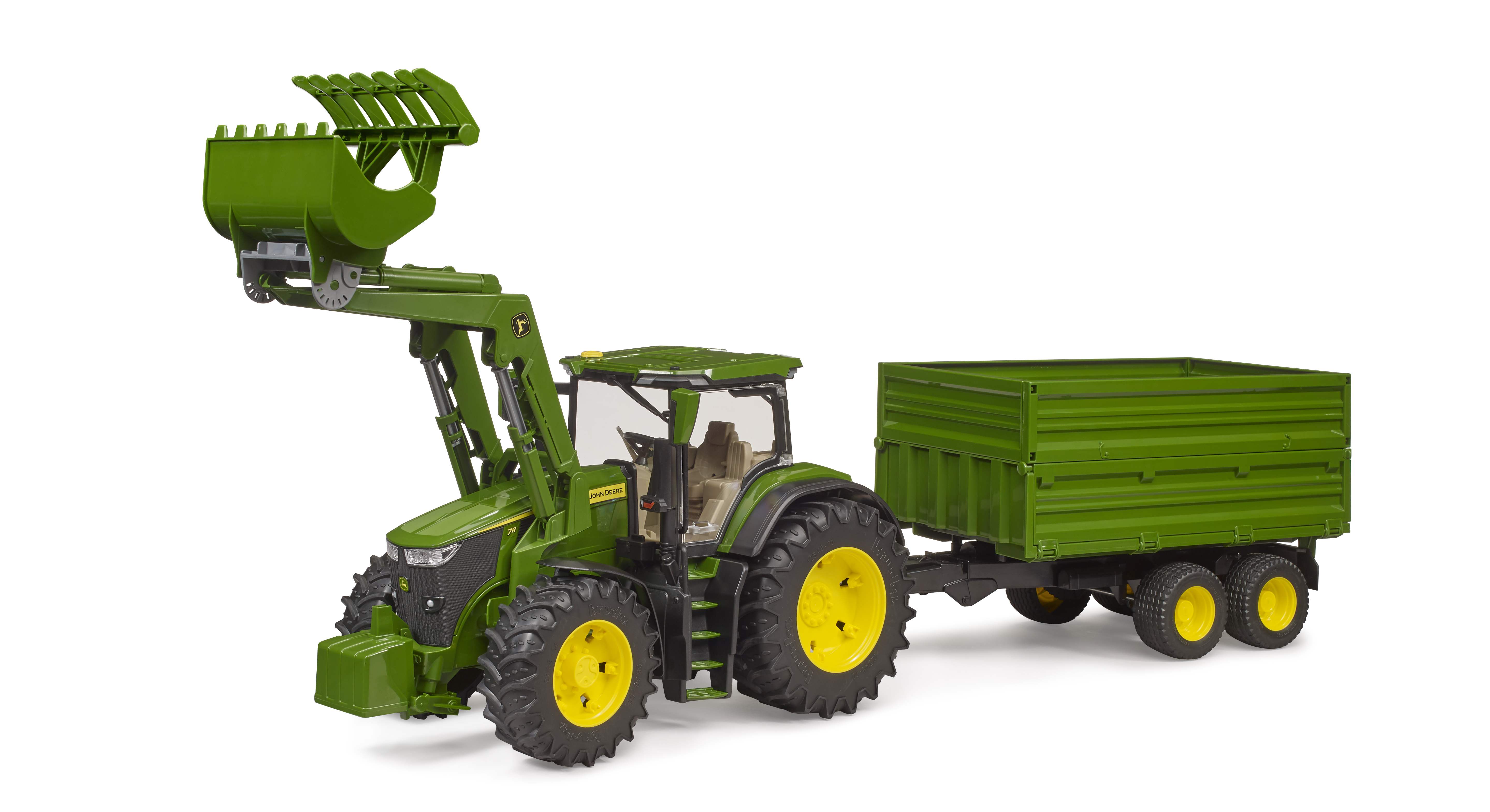 BRUDER 03155 - John Deere 7R 350 mit Frontlader und Tandemachstransportanhänger - Bild 2