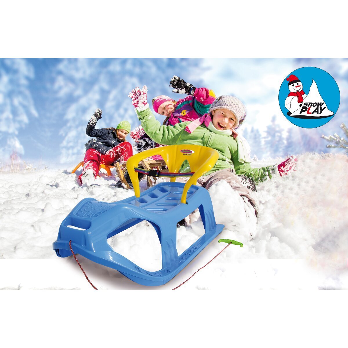 JAMARA Snow Play Schlitten Snow-Star 90cm blau mit Lehne ab 3 Jahren JAMARA Snow Play Schlitten Snow-Star 90cm blau mit Lehne ab 3 Jahren