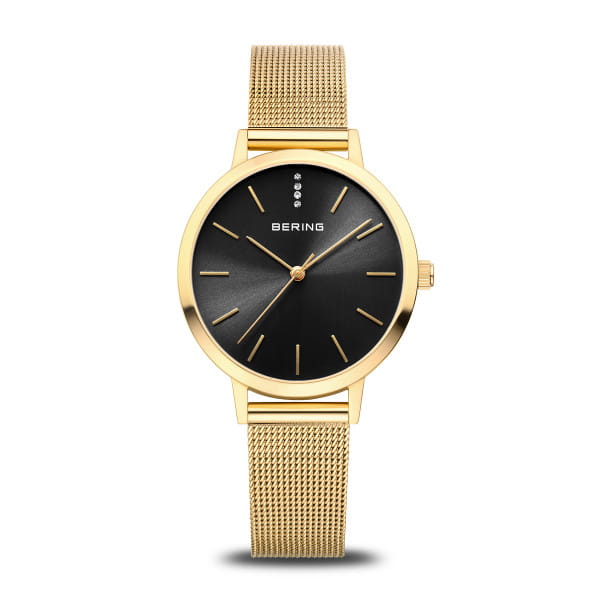 Bering 13434-332 Damenuhr, Milanaise, Gold/Schwarz Bering 13434-332 Damenuhr, Milanaise, Gold/Schwarz