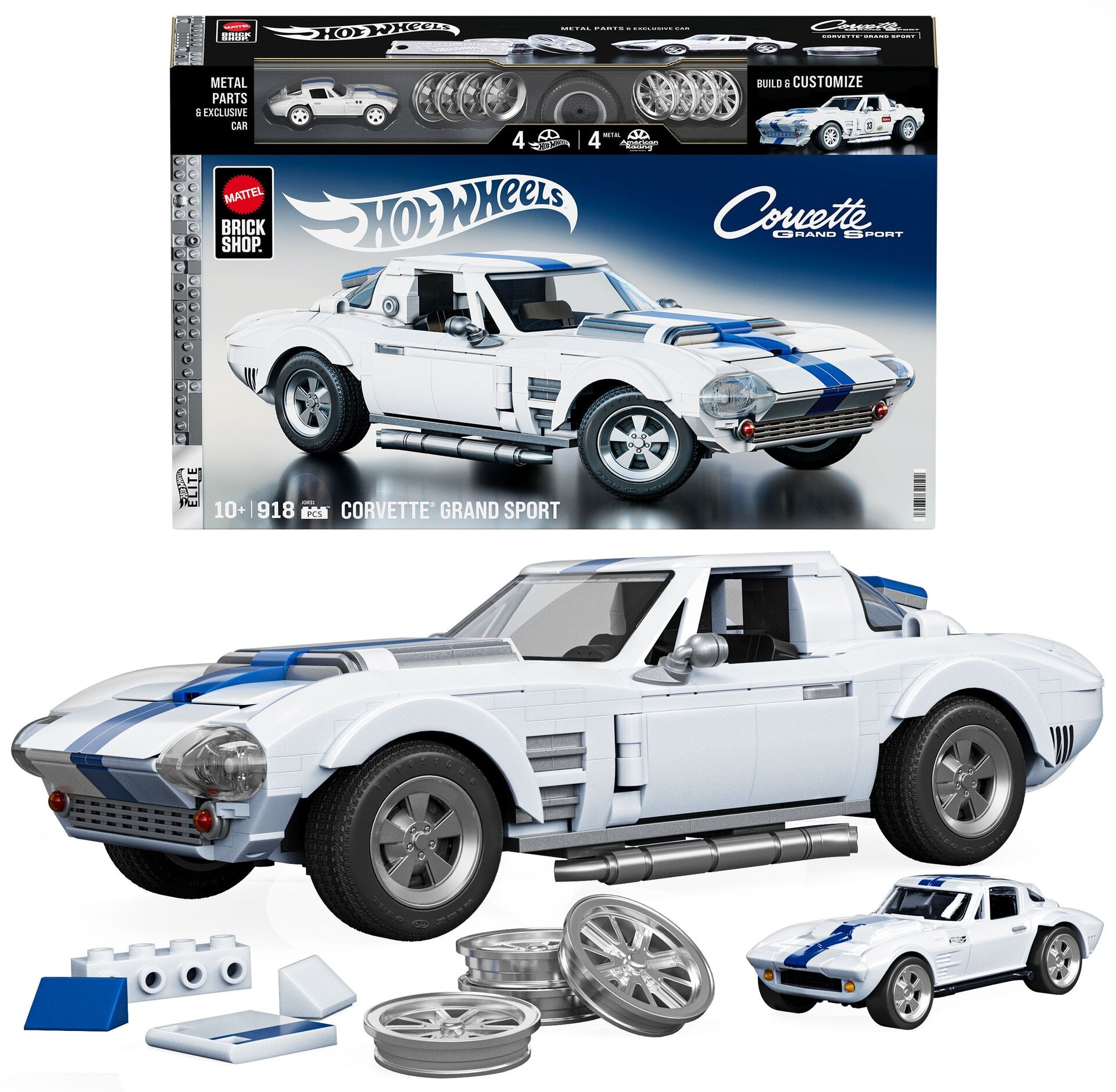 Produktfoto - Mattel - Hot Wheels Building ELITE SERIES CORVETTE - Modell MATTEL JGR31