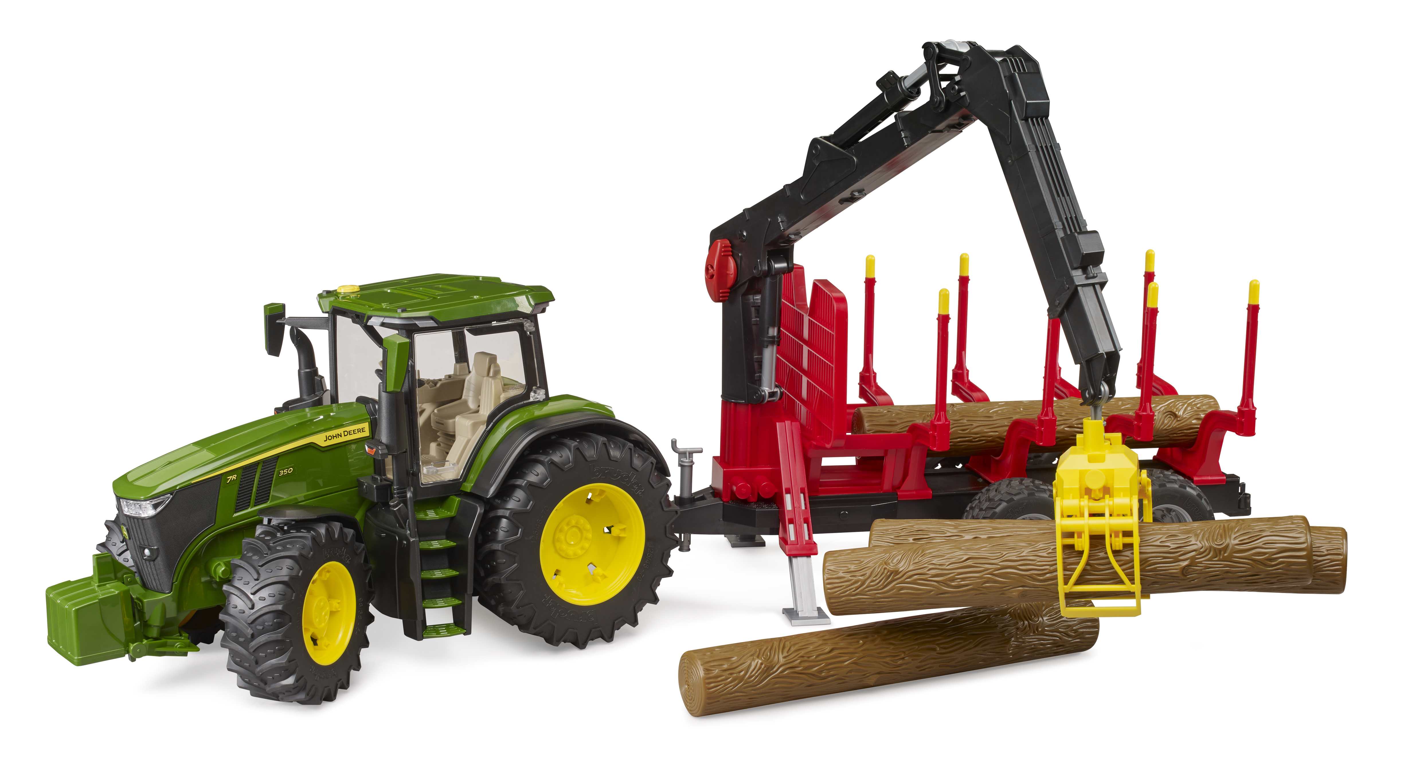 BRUDER 03154 - John Deere 7R 350 mit Rückeanhänger und 4 Baumstämmen BRUDER 03154 - John Deere 7R 350 mit Rückeanhänger und 4 Baumstämmen