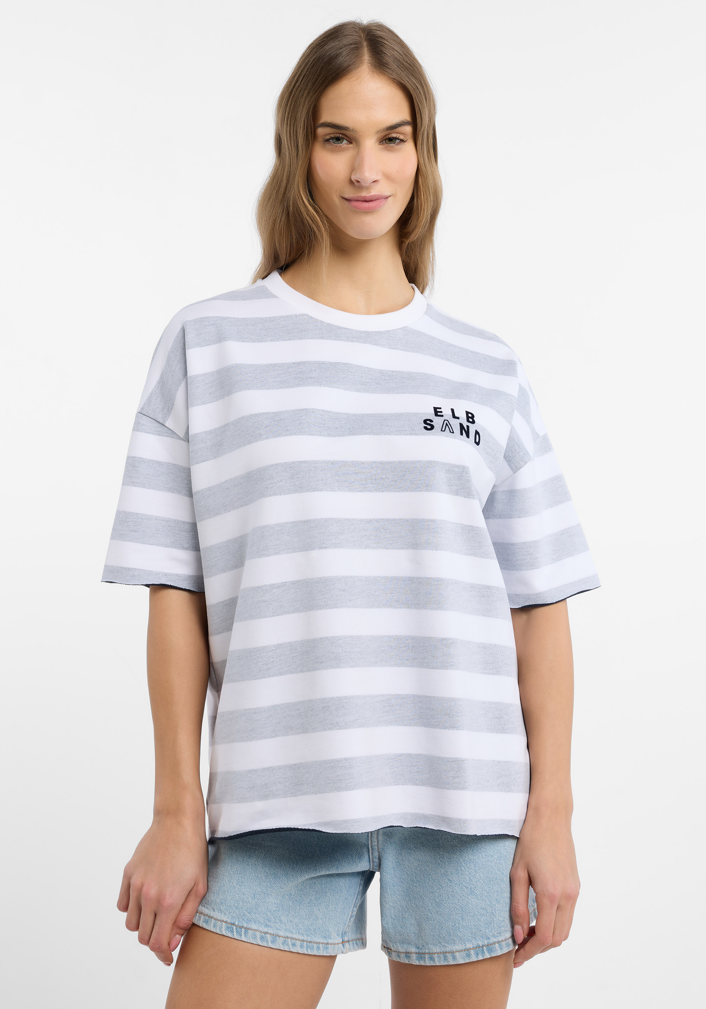 Elbsand Gry T-Sweat in Grau/Weiß Elbsand Gry T-Sweat in Grau/Weiß