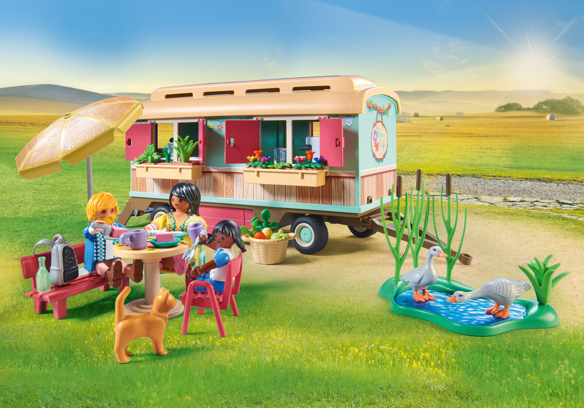 PLAYMOBIL 71441 Gemütliches Bauwagencafé Gras, Spielbereich, Rasen, Draußen, Person