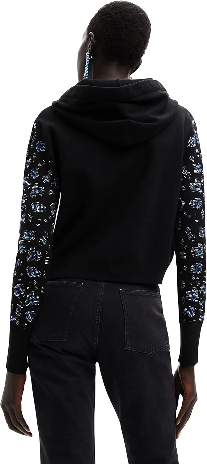 Desigual Damen Pullover - Kapuzenpullover mit Strass-Details 22WWJF402000 GR. S Desigual Damen Pullover - Kapuzenpullover mit Strass-Details 22WWJF402000 GR. S