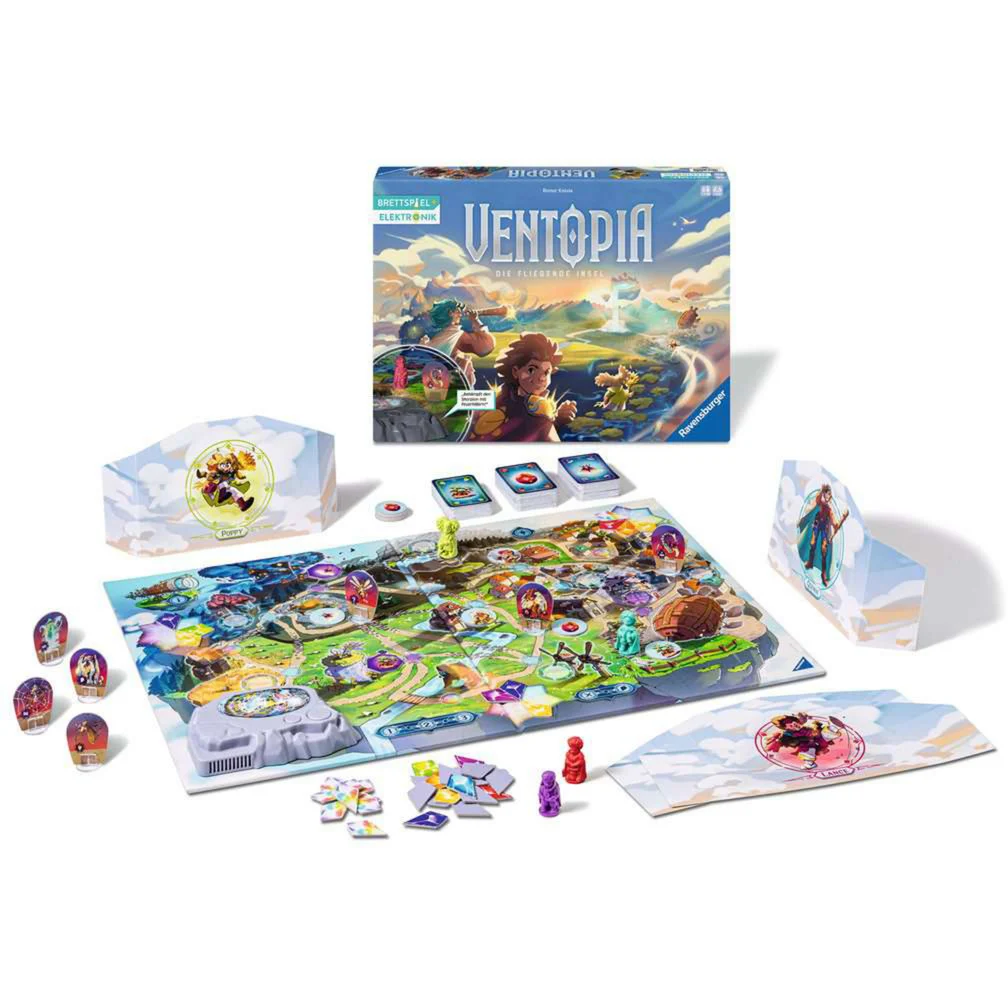 Ravensburger 24582 Ventopia - Die fliegende Insel, Brettspiel mit Elektronik für Kinder ab 7 Jahren für 1 bis 4 Spiele