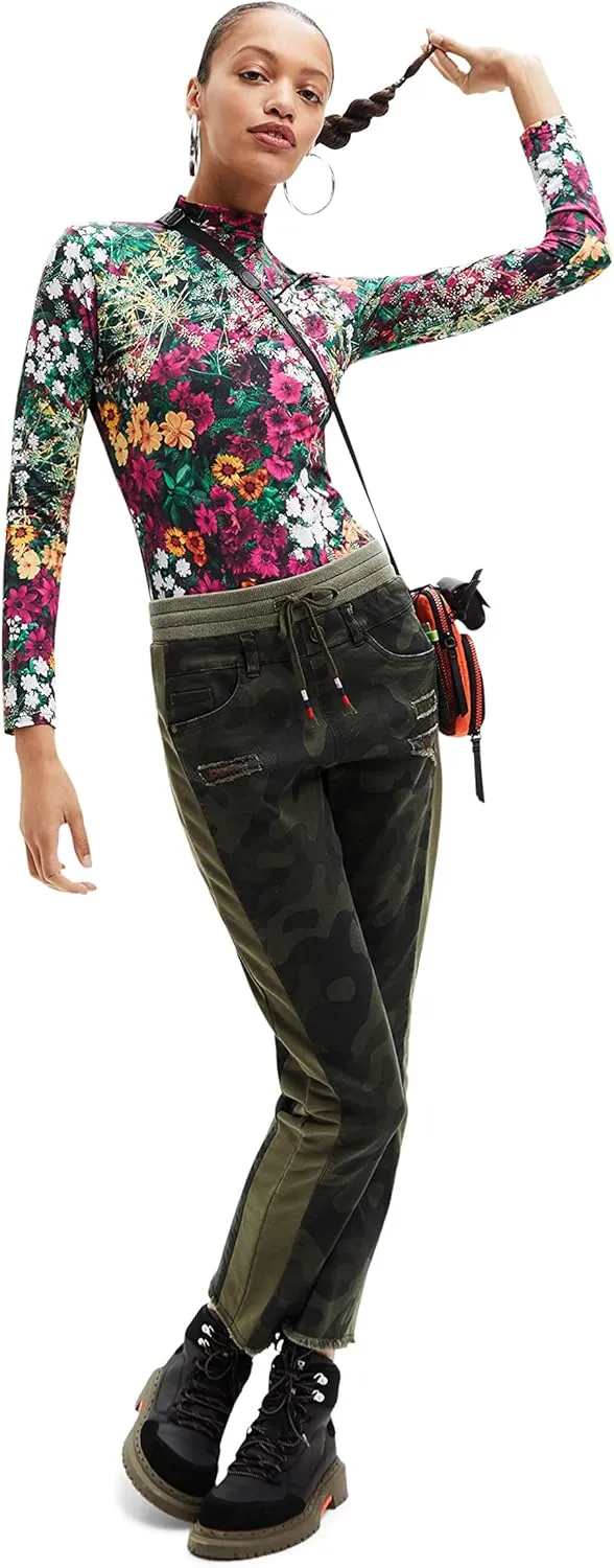 Desigual Damen Body - Mehrfarbiger Body mit Blumendruck 22WWQK199019 GR. L