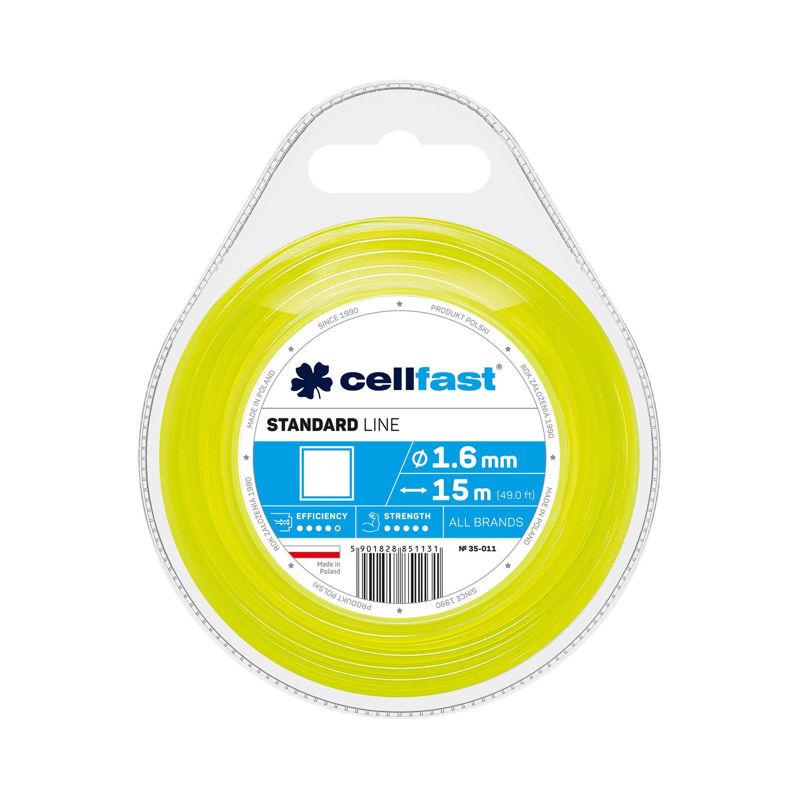 Cellfast STANDARD Mähfäden 1,6 mm x 15 m Quadrat