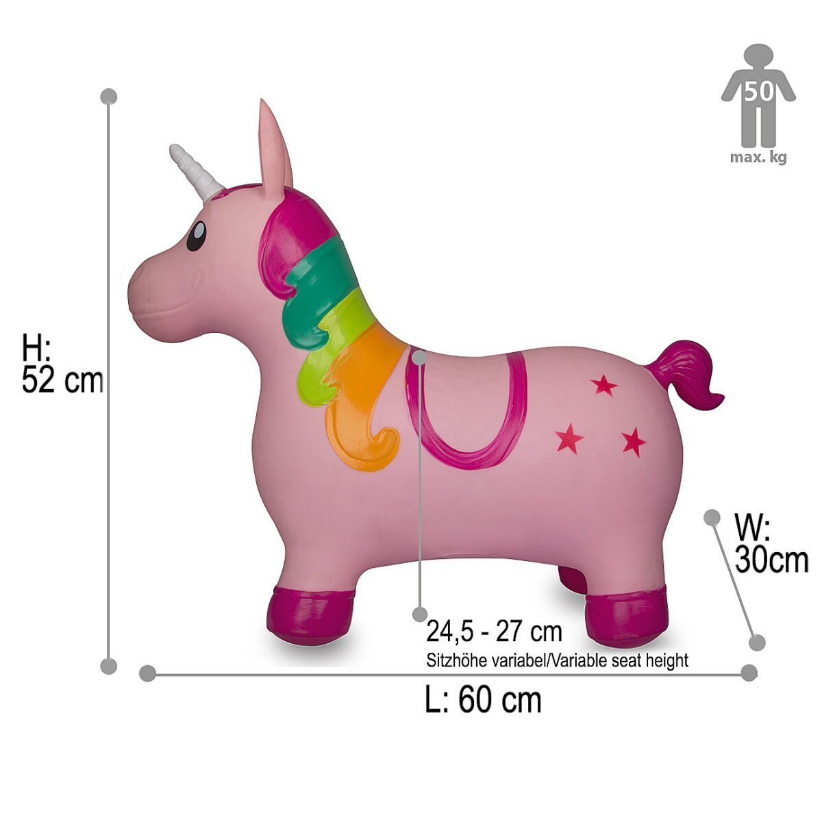 JAMARA Hüpftier Einhorn HoppyDoo bunt mit Pumpe ab 12 Monaten