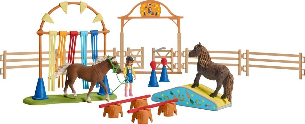 schleich Farm World 42481 Pony Agility Training Spielbereich, Person, Draußen, Spielbereich, im, Freien