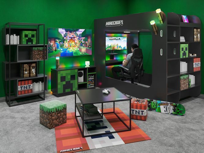 Roba 216280MC Couchtisch 'Minecraft' mit 1 Ablage - Wohnzimmertisch in Carbon-Optik - Schwarz - Produktbild 4