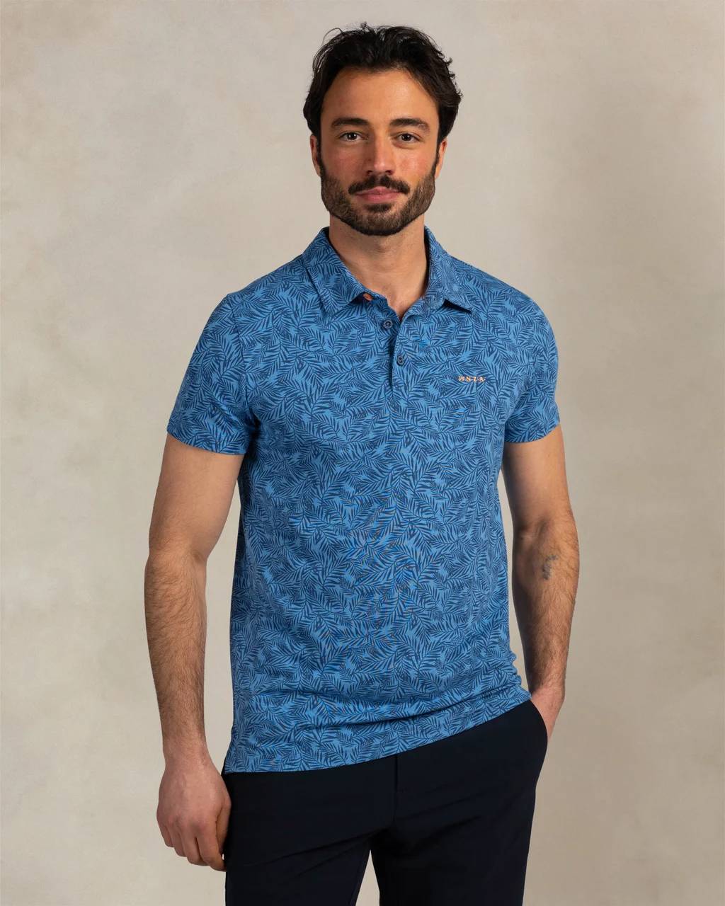 NZA 26CN111NS/L Poloshirt - Blau / Palmen - L NZA 26CN111NS/L Poloshirt - Blau / Palmen - L