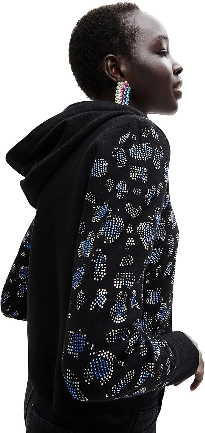 Desigual Damen Pullover - Kapuzenpullover mit Strass-Details 22WWJF402000 GR. S Desigual Damen Pullover - Kapuzenpullover mit Strass-Details 22WWJF402000 GR. S