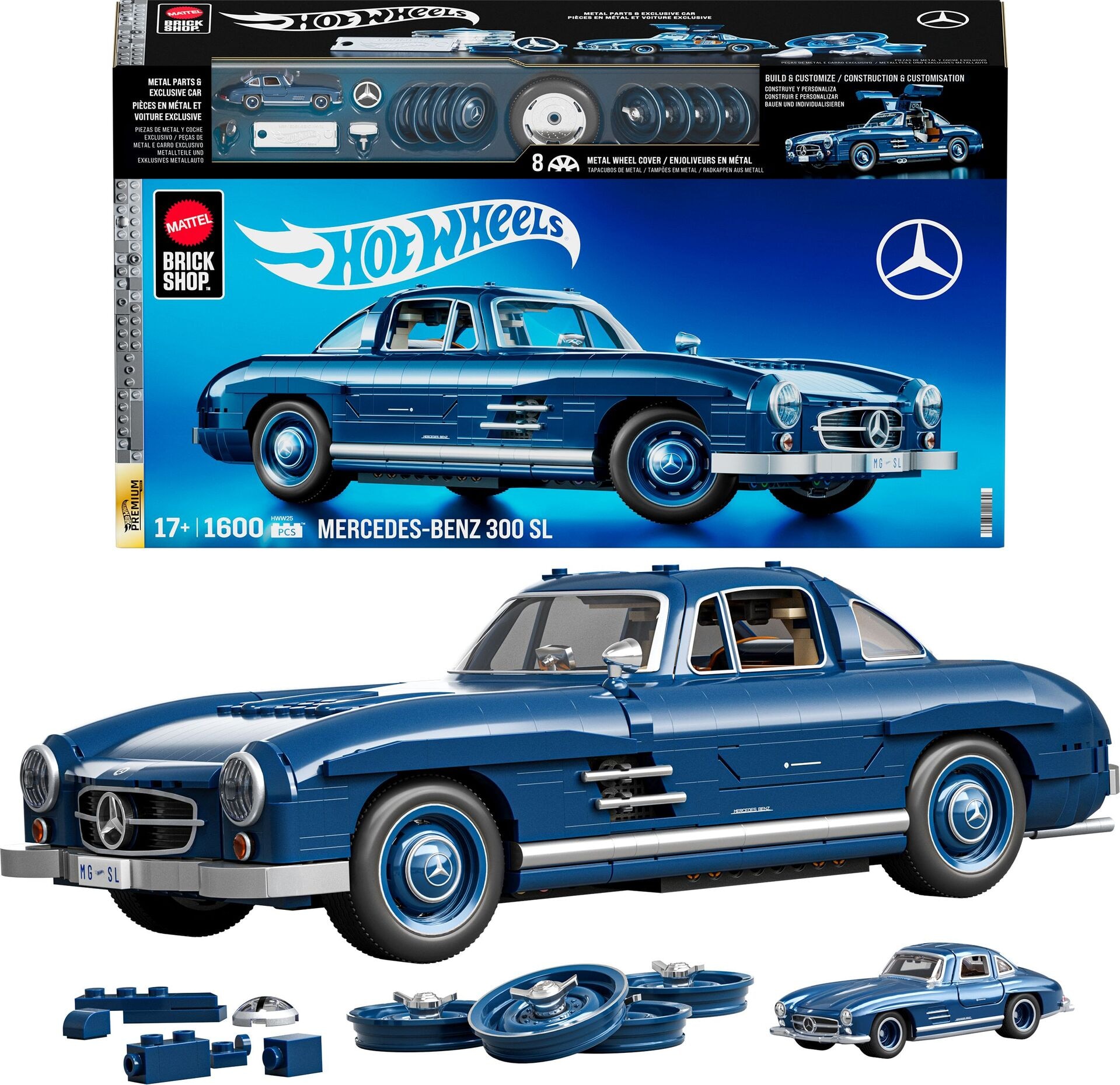 MEGA Showcase Hot Wheels Mercedes-Benz 300SL - Mattel - MATTEL HWW25 Produktfoto - Mattel - MEGA Showcase Hot Wheels Mercedes-Benz 300SL - Modell MATTEL HWW25