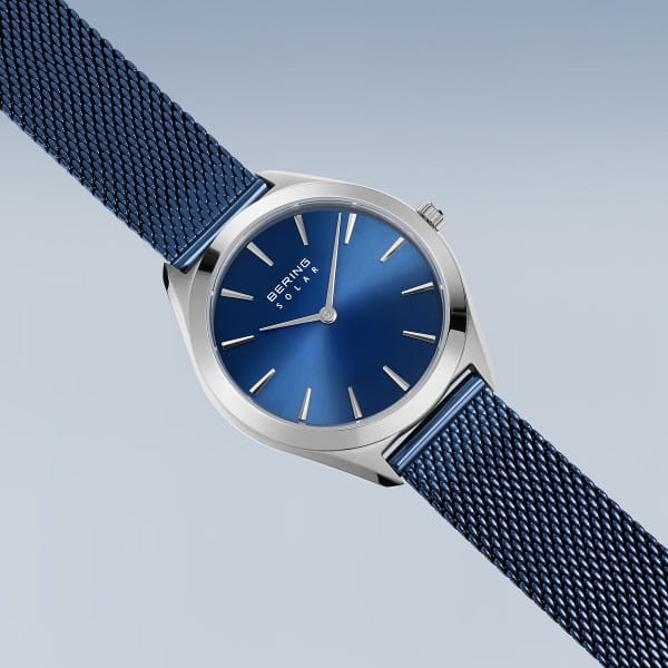 Bering 17331-307 Damenuhr, Milanaise/Solar, Blau