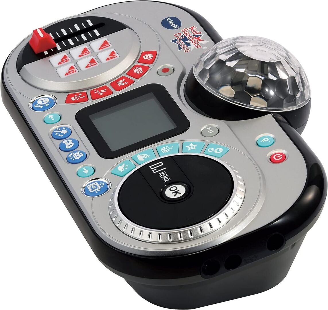 VTech Kidi Super Star DJ Studio schwarz interaktives DJ-Set für Kinder, ab 6 Jahren VTech Kidi Super Star DJ Studio in Schwarz: 10-in-1 DJ-Station mit Jog Wheel, Mikrofon, 12 Songs, Disco-Licht, Stimm-Effekten, Voice-Off-Funktion, Aufnahme, externem Anschluss & höhenverstellbarer Stand, ab 6 Jahren, Computerausrüstung, Elektronik, Überwa