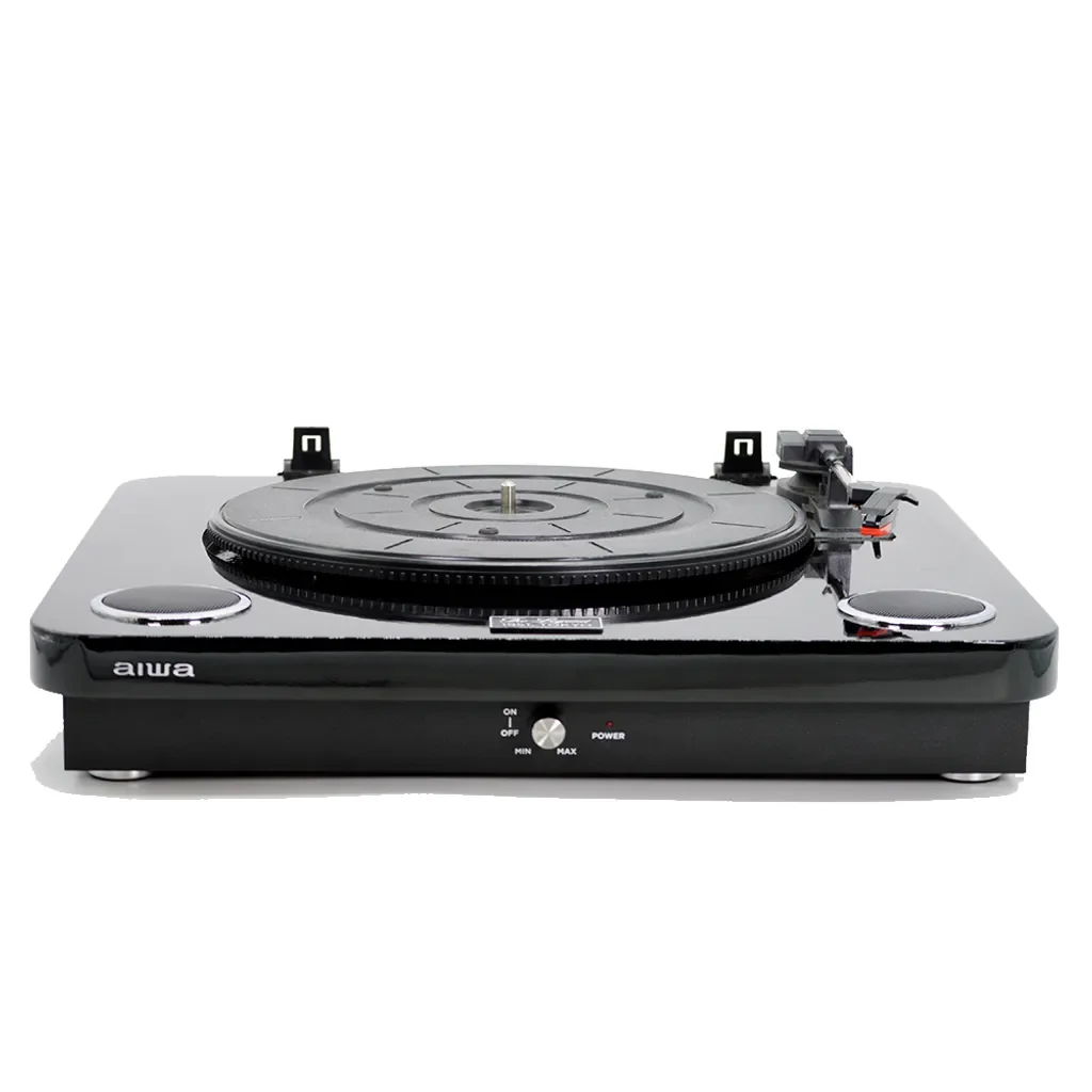 AIWA GBTUR-120BKMKII: Plattenspieler, Schwarz, Bluetooth, 3 Geschwindigkeiten, FM-Radio, USB und SD