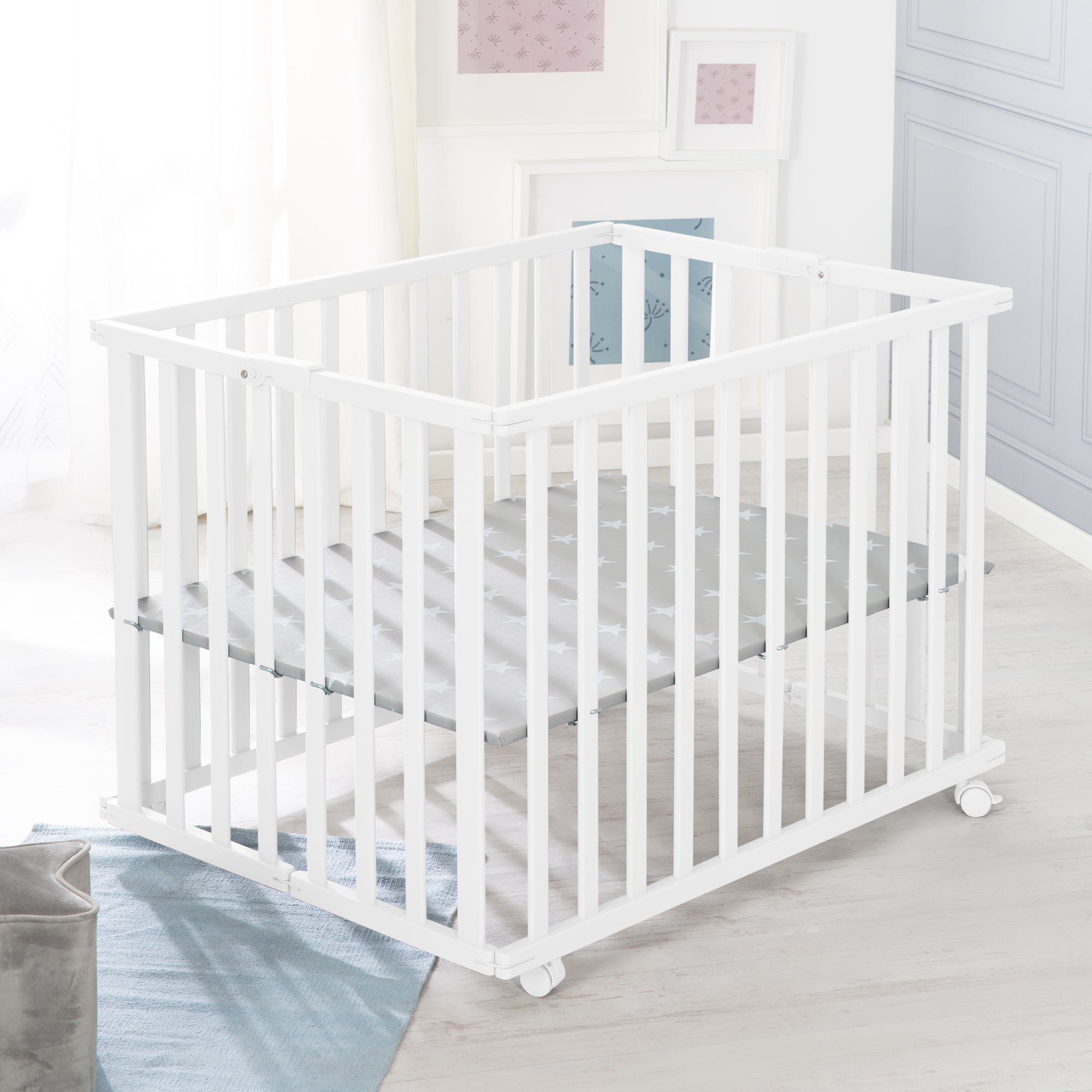 Roba 202703WEF190 klappbares Laufgitter Little Stars weiß - Produktbild 2