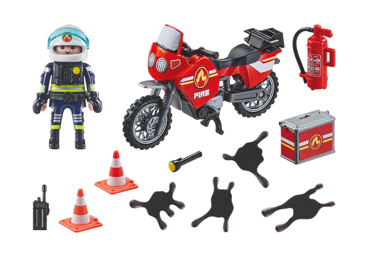 PLAYMOBIL 71466 Feuerwehrmotorrad am Unfallort Maschine, Rad, Person, Motorrad, Fahrzeug