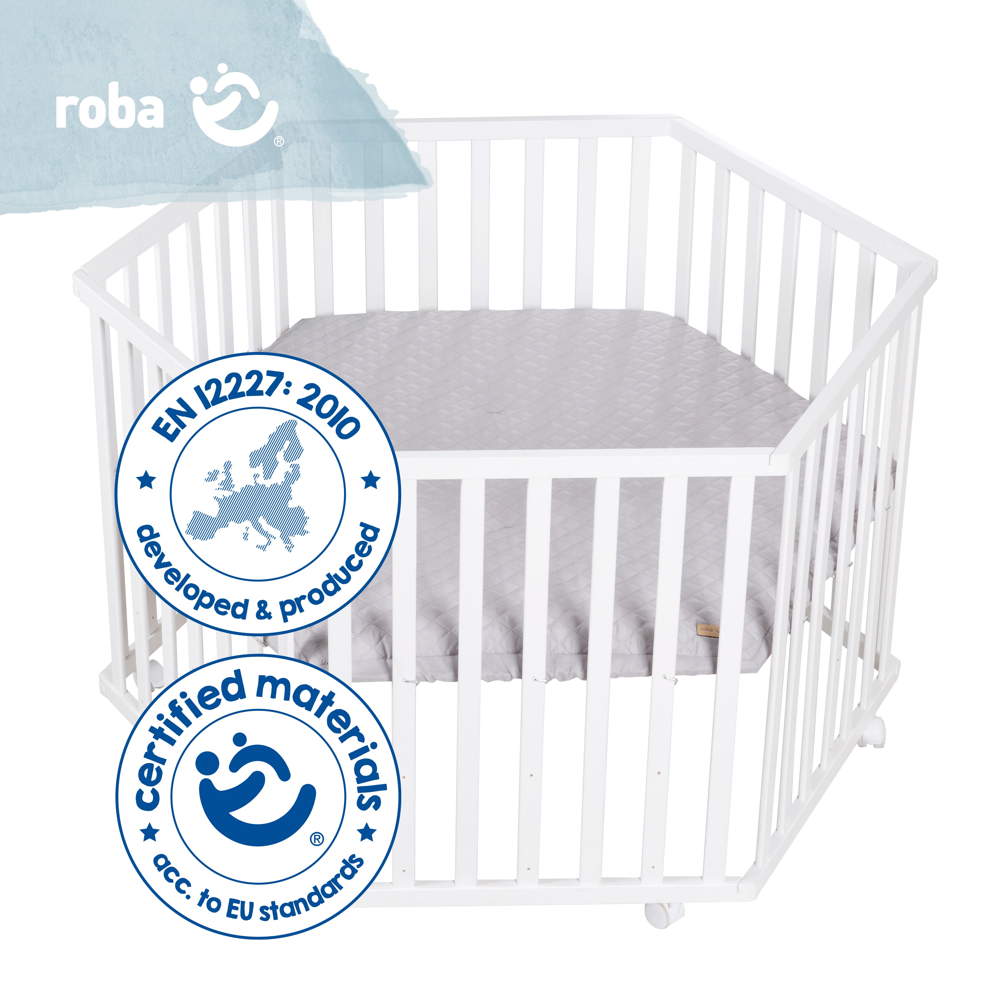 Roba 202500WEV230 Laufgitter 6-eckig roba Style grau weiß - Bild 3 Roba 202500WEV230 Laufgitter 6-eckig roba Style grau weiß - Produktbild 3