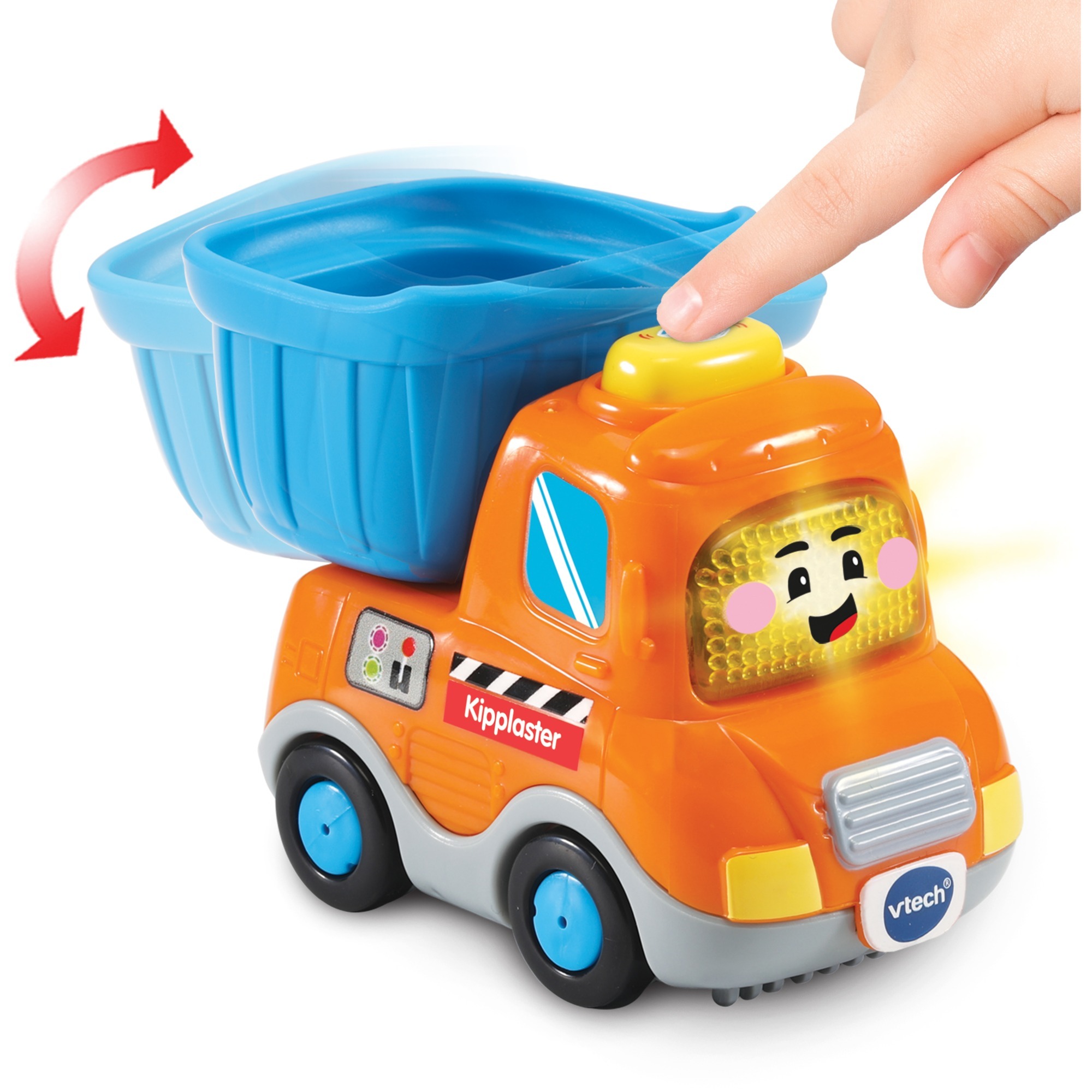 VTech Tut Tut Baby Flitzer Kipplaster Dump Truck, ab 12 Monaten VTech Tut Tut Baby Flitzer Kipplaster mit leuchtender Taste, spricht fröhliche Sätze, 3 Lieder & 6 Melodien, reagiert auf Radbewegung und magische Sensoren, kindersicheres Batteriefach, ab 12 Monaten, Bekleidung, Schutzhelm, Helm