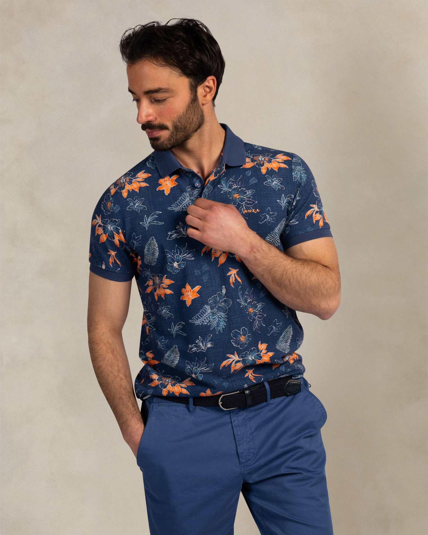 NZA 26CN124NS Poloshirt - Navy Blau / Blumen - Bild 4 NZA 26CN124NS Poloshirt - Navy Blau / Blumen - Bild 4