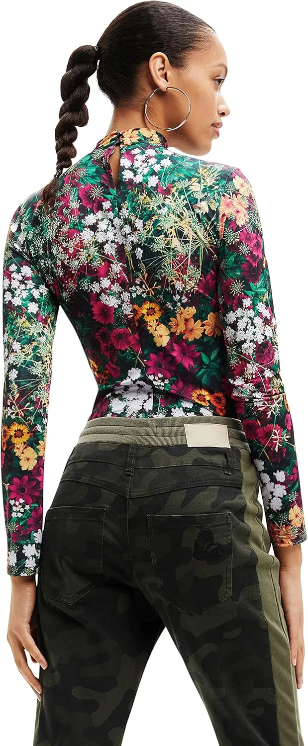 Desigual Damen Body - Mehrfarbiger Body mit Blumendruck 22WWQK199019 GR. L