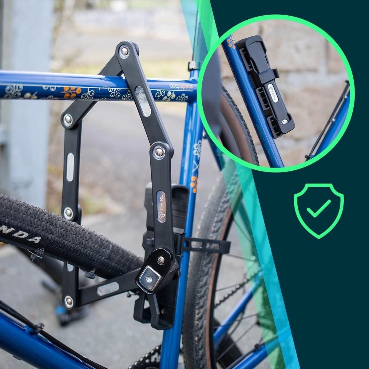 TWIRL 230581 – Faltschloss F.D. Schwarz mit Schlüssel & Halter