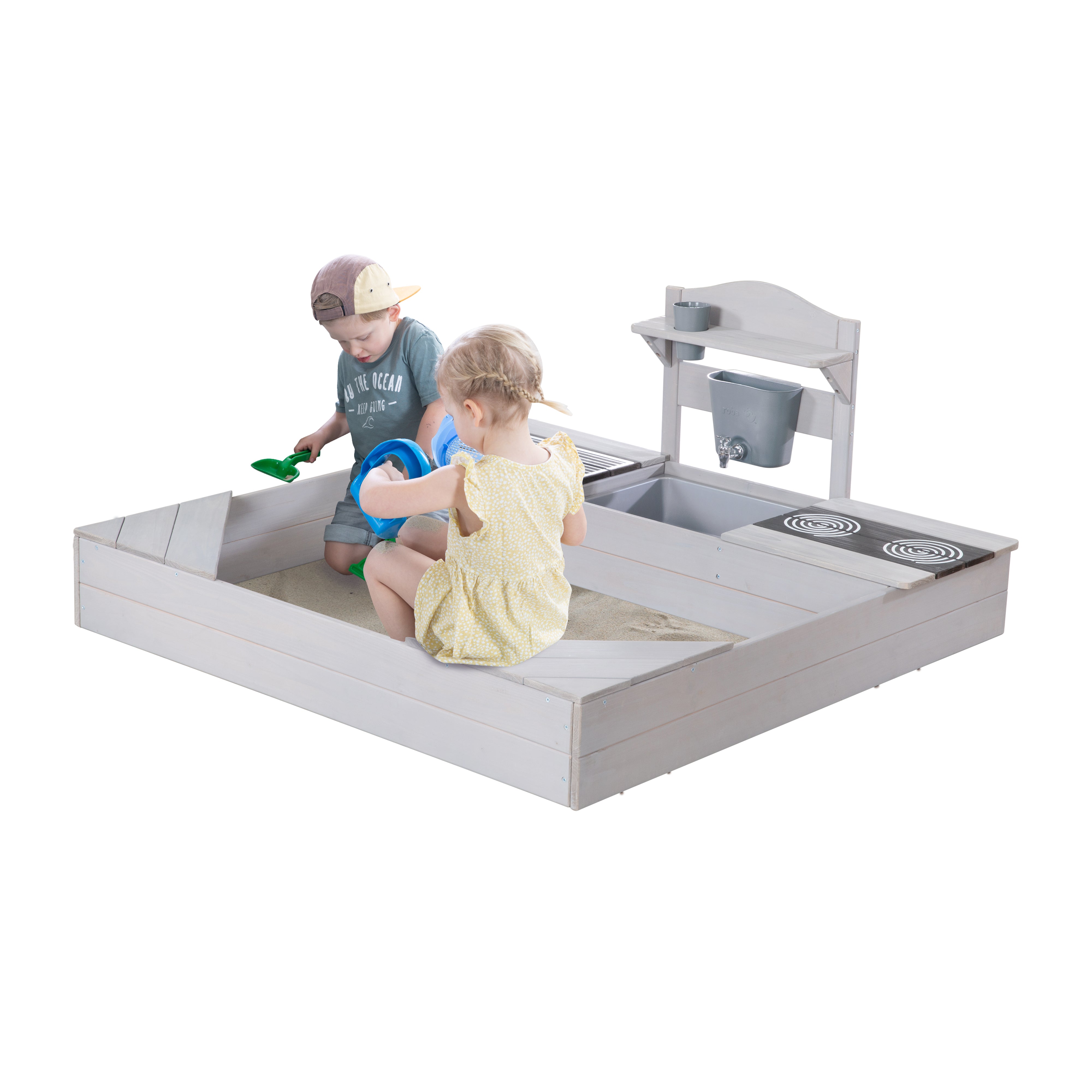 Roba 456061GAZU Sandkasten mit Matschküche + Plane grau – Outdoor + - Bild 8 Roba 456061GAZU Sandkasten mit Matschküche + Plane grau – Outdoor + - Produktbild 8