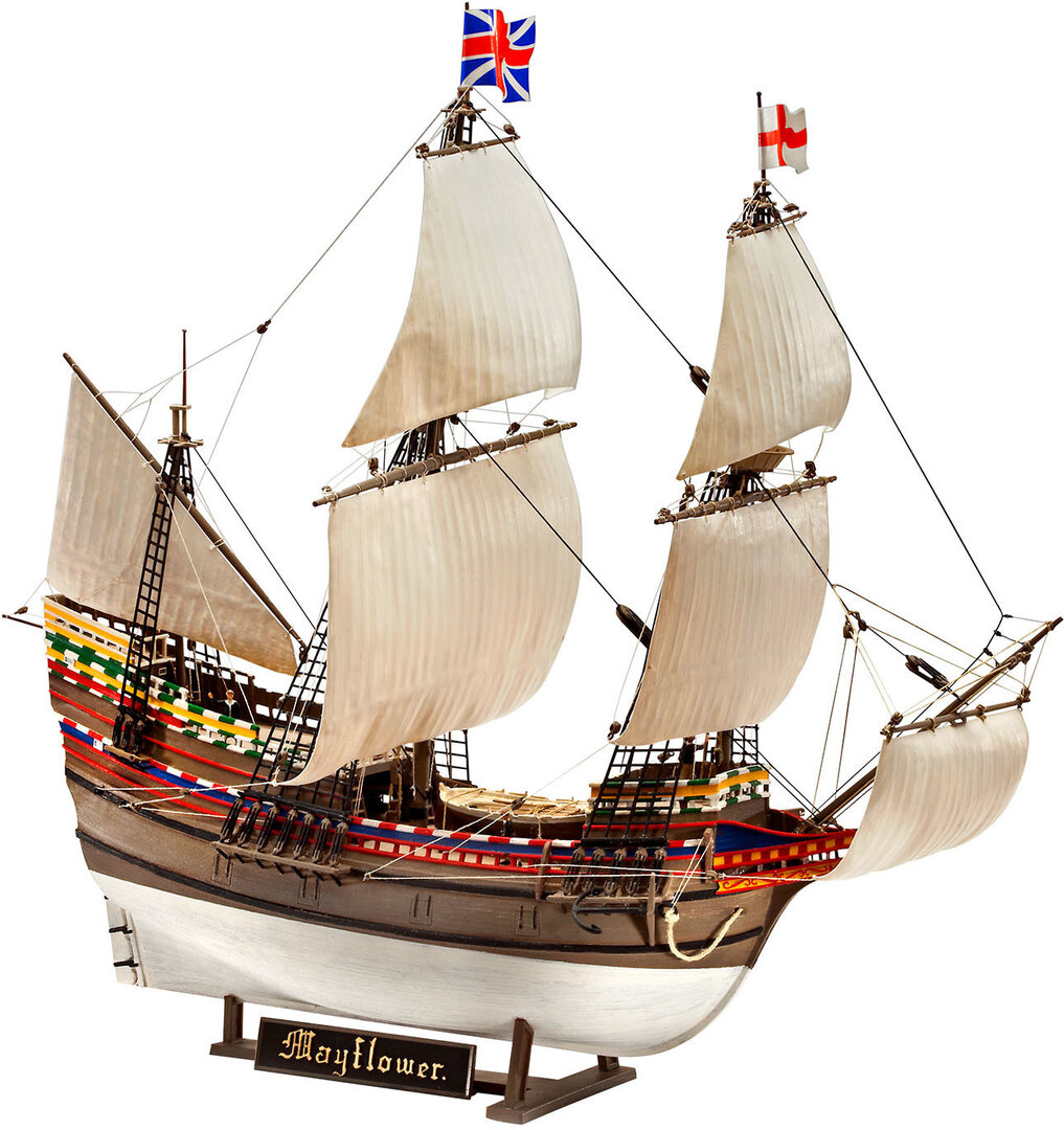 Revell 05684 Geschenkset „Mayflower - 400th Anniversary“ Modellbausatz 1:83 Boot, Segelboot, Transport, Fahrzeug