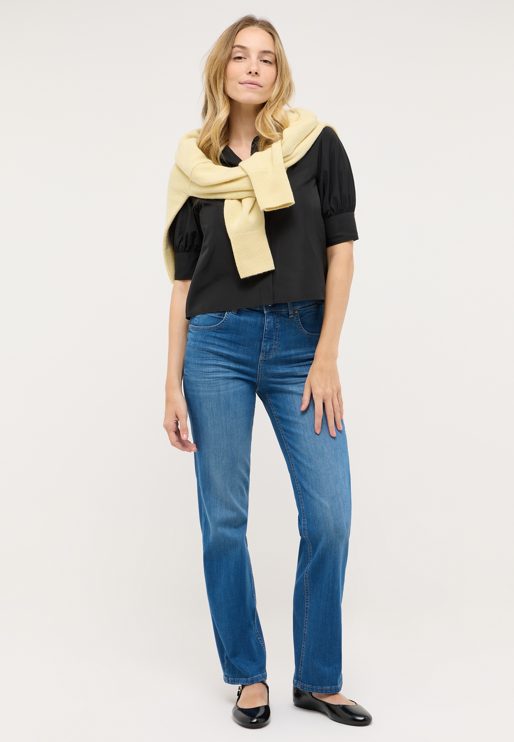 ANGELS 346290030B Damen Jeans Lara Wide Leg - Blau - 4