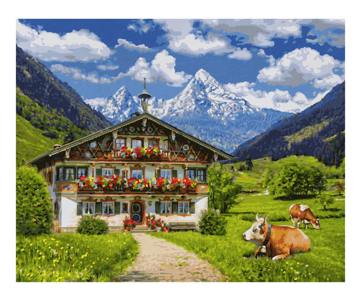 Schipper Mnz - Bergbauernhof - Idyllisches Malset Mit Alpenmotiv 609130857 Gebäude, Natur, Draußen, Kuh, Hütte