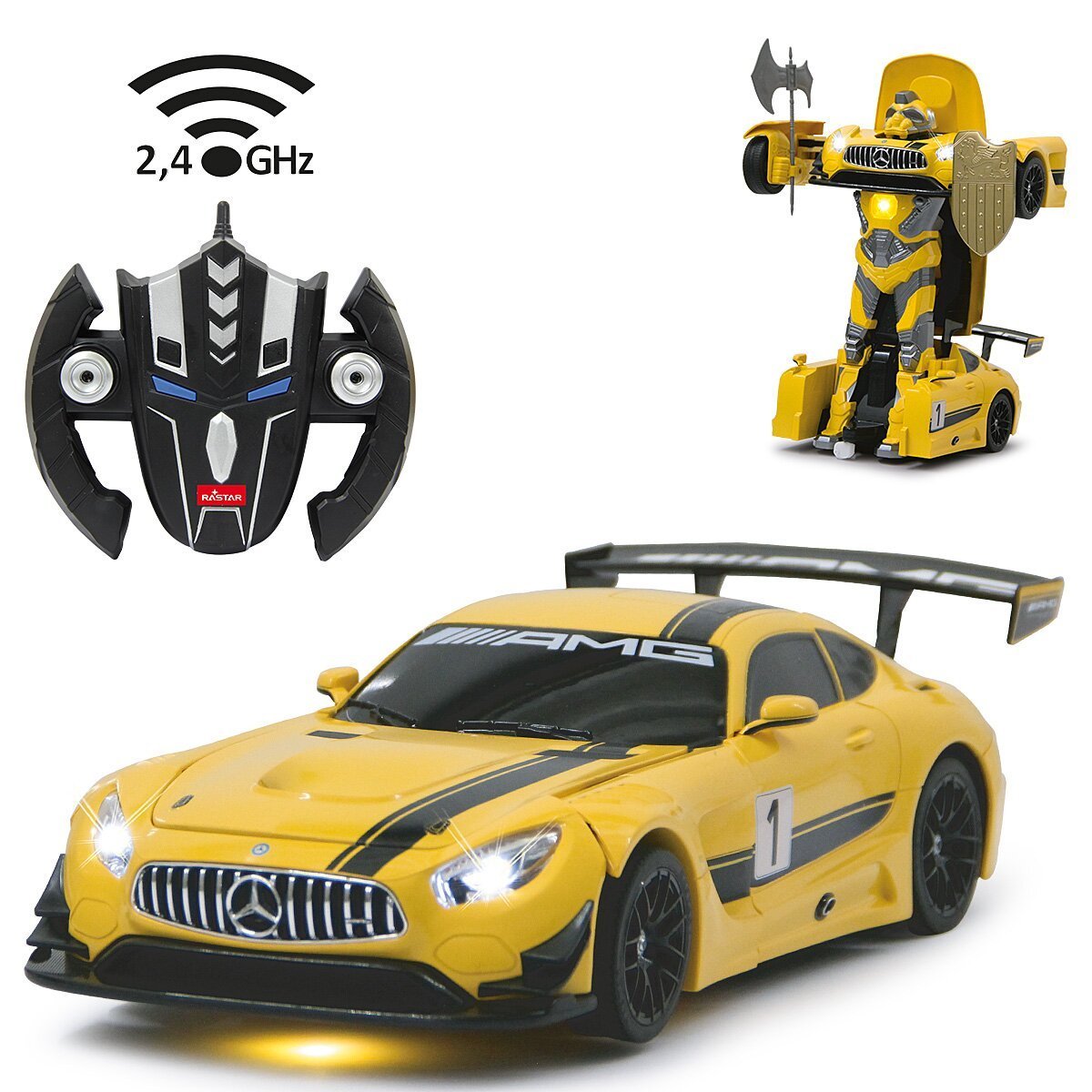 JAMARA Mercedes-AMG GT3 1:14 gelb 2,4GHz transformable ab 8 Jahren JAMARA Mercedes-AMG GT3 1:14 gelb 2,4GHz transformable ab 8 Jahren