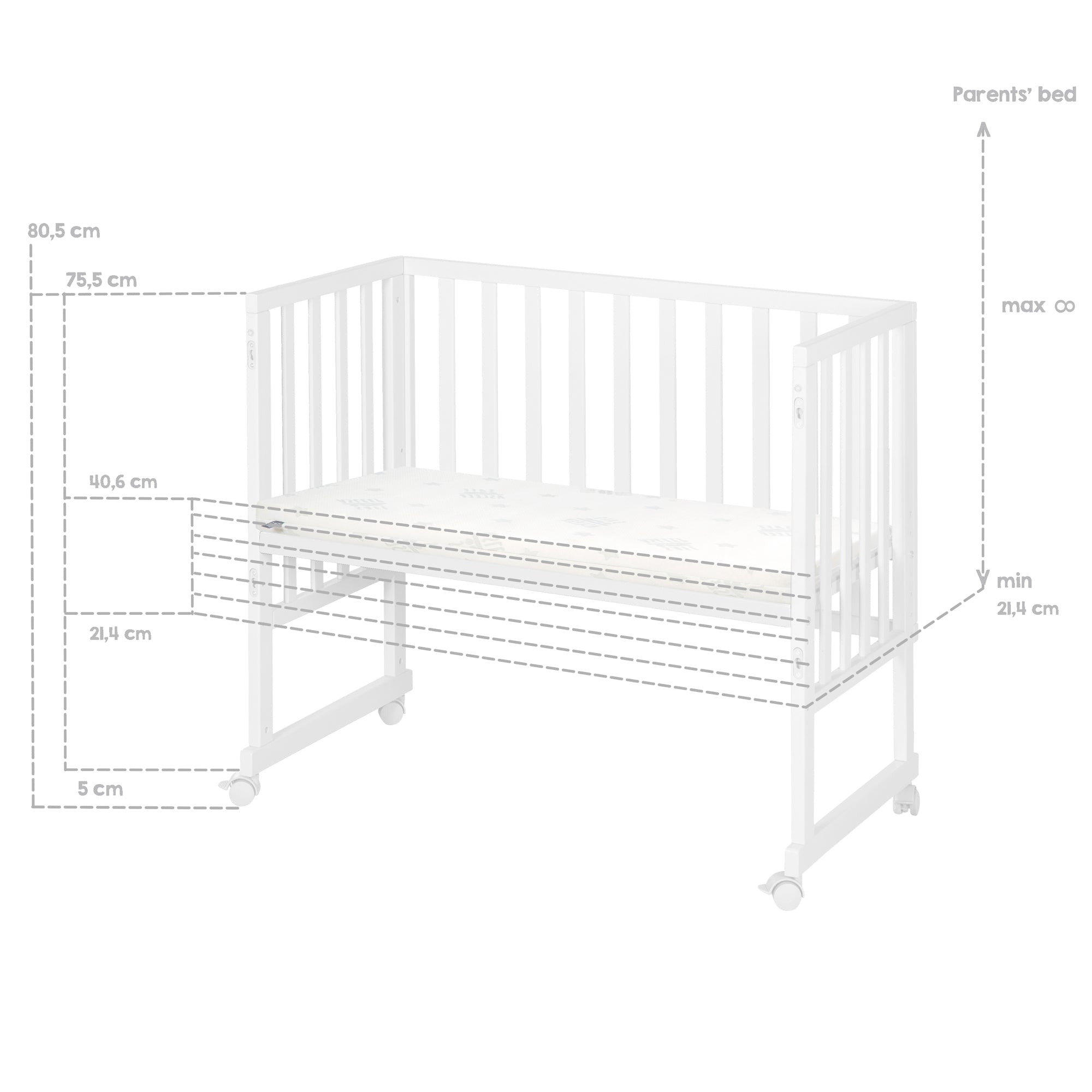 Roba 8961WE8M235 Stuben- Beistellbett 3in1, Barriere grau weiß – Stubenbetten - Bild 13 Roba 8961WE8M235 Stuben- Beistellbett 3in1, Barriere grau weiß – Stubenbetten - Produktbild 13