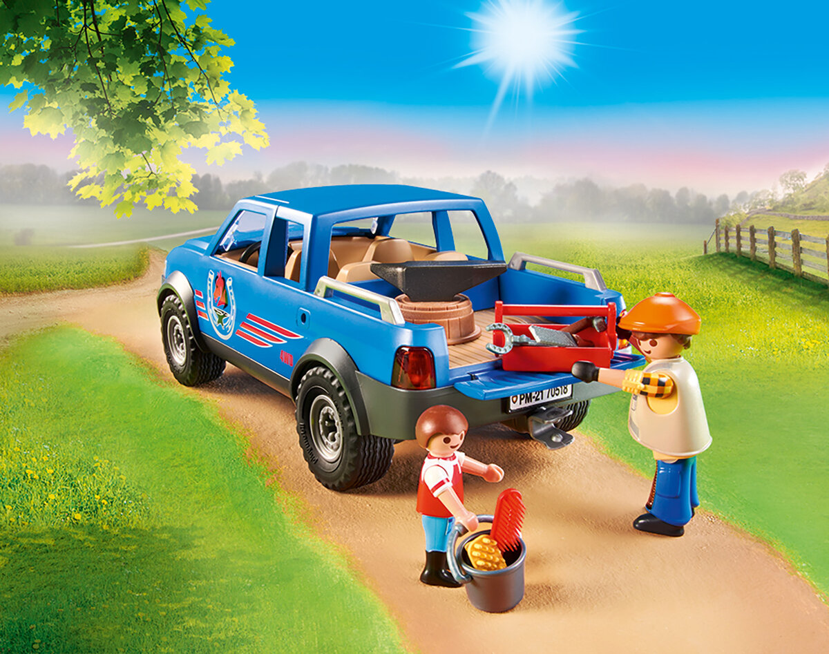 PLAYMOBIL 70518 Mobiler Hufschmied Auto, Fahrzeug, Maschine, Rad, Person