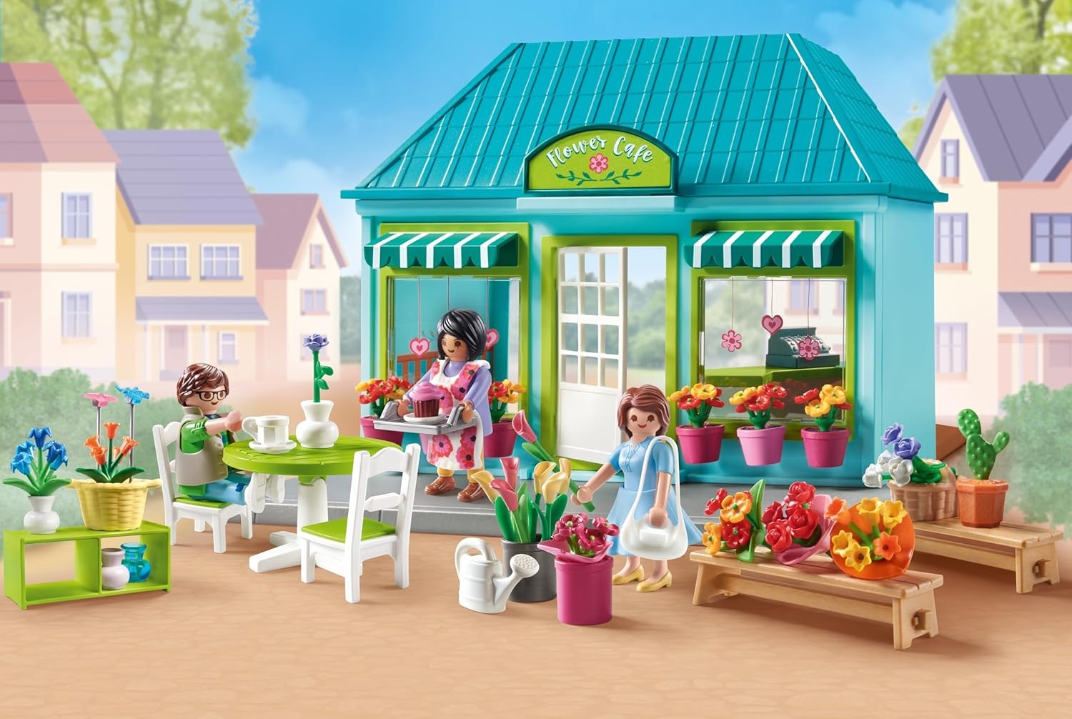 PLAYMOBIL 71807 - My Life: Blumenladen mit Pflanzen, Sträußen & Snacks Person, Kind, Weiblich, Mädchen, Leute